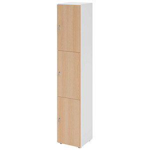 4032062313855 - HAMMERBACHER Schließfachschrank weiß eiche V264L3 W E DS 3 Schließfächer 400 x 420 x 2156 cm