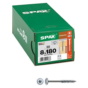 4003530245688 - Hiforce 8 x 180 mm 50 Stück Teilgewinde Tellerkopf t-star plus T40 4CUT wirox - 0251010801805 - Spax