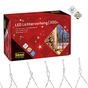 Idena 3,0 x 3,0 m LED Lichtervorhang transparent 3,0 m