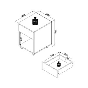 4051814419393 - Rollcontainer Beistellcontainer mit Schubladen Maße ca H 55 x B 39 x T 45 70 cm Bürocontainer - Dalosa 1 Schublade