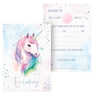 Häfft® Verlag Einladungskarten Einhorn DIN A6 12er Pack