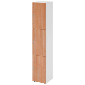 4032062313848 - HAMMERBACHER Schließfachschrank weiß nussbaum V264L3 W N DS 3 Schließfächer 400 x 420 x 2156 cm