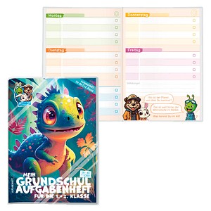 Häfft® Verlag Hausaufgabenheft 1. und 2. Klasse Kleiner Dino liniert DIN A5 ohne Rand, 96 Blatt, 1 St.