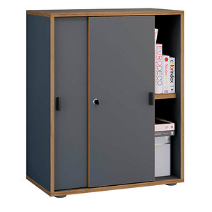 VCM my office Schiebetürenschrank Salia, 920733 anthrazit, honig-eiche 1 Fachboden 60,0 x 37,4 x 74,0 cm