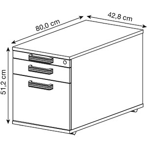 4032062121313 - Rollcontainer TOPAS LINE 1 Schub1 Hängeregistraturauszug 1 Utensilienauszug T 800 Ahorn Ahorn
