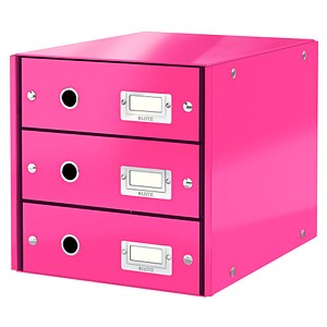 LEITZ Schubladenbox Click & Store  pink 60480023, DIN A4 mit 3 Schubladen