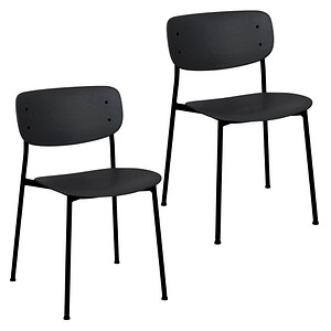 3660141962895 - meet by Paperflow Bistrostuhl SOHO stapelbar Gestell schwarz Kunststoff-Sitz schwarz 2er-Set
