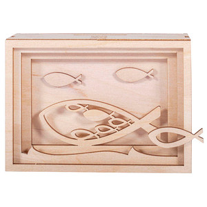 4006166285561 - Holzbausatz 3D-Geschenkbox Fische natur