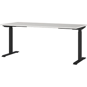 4005949791466 - Sitz-Steh-Schreibtisch JET 7909-581 elektrisch höhenverstellbar  180x80cm (BxT) rechteckig lichtgrau   Schwarz 4005949791466