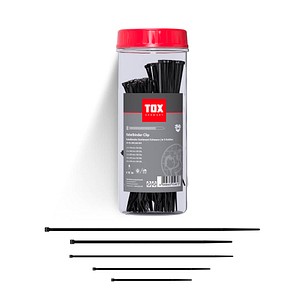 TOX Kabelbinder-Set Clip schwarz 100,0, 160,0, 200,0, 250,0 mm x 2,5, 3,6, 4,8 mm, 500 St.