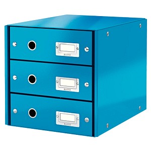 LEITZ Schubladenbox Click & Store  blau 60480036, DIN A4 mit 3 Schubladen