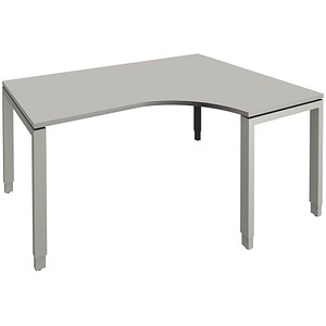 4260672330133 - fm Sidney höhenverstellbarer Schreibtisch lichtgrau Bogenform 4-Fuß-Gestell Quadratrohr silber 1600 x 800 cm 4260672330133 - fm Sidney höhenverstellbarer Schreibtisch lichtgrau Bogenform 4-Fuß-Gestell Quadratrohr silber 1600 x 800 cm