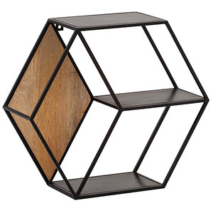 Wohnling - Wandregal - 60 x 20 x 52 cm - Schwarz/Braun