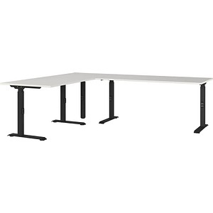 4005949792043 - Eckschreibtisch Agenda mechanisch höhenverstellbar B 2400 x T 2000 x H 680-910 mm Lichtgrau Schwarz