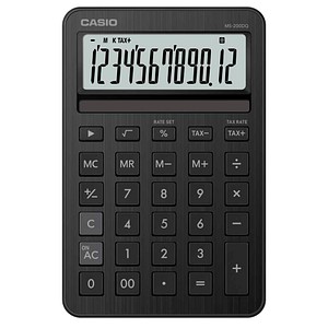 Casio Tischrechner anzeigend MS-200 DQBK schwarz, 12 Stellen, Solar/Ba