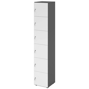 HAMMERBACHER Schließfachschrank grafit, weiß V264L6/G/W/DS, 6 Schließfächer 40,0 x 42,0 x 215,6 cm