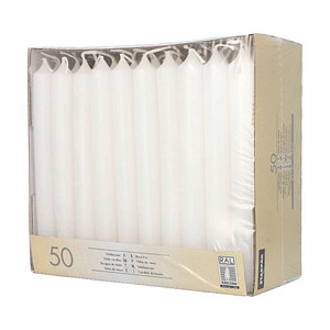 Papstar Tafelkerzen 19,6cm x 2,1cm weiß VE=50 Stück