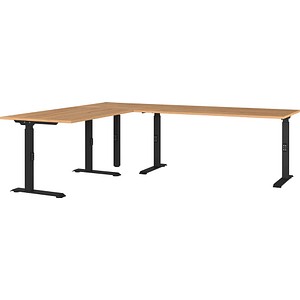4005949792050 - Eckschreibtisch Agenda Home mechanisch höhenverstellbar B 2400 x T 2000 x H 680-910 mm Grandson-Eiche Schwarz