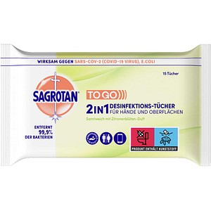 SAGROTAN® Desinfektionstücher 2in1 1-lagig weiß, 15 Tücher