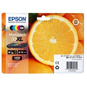 EPSON 33XL / T3357XL schwarz, cyan, magenta, gelb, Foto schwarz  Druckerpatronen, 5er-Set >> büroshop24