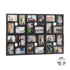 4052025934965 - Xxl Bilderrahmen Collagen für 24 Bilder in 10 x 15 Hoch- oder Querformat Kunststoff HxB 57 x 86 cm schwarz - Relaxdays