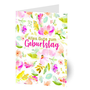 LUMA Geburtstagskarte mit Film Blumen Aquarell LUQR04 DIN B6, 1 St.