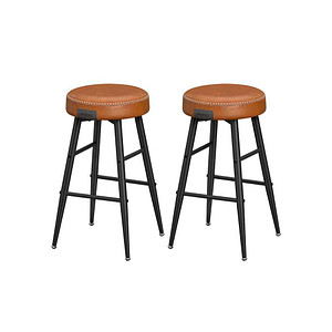 0194343187198 - Vasagle echo Kollektion Barhocker 2er Set Barstuhl Küchenstuhl Kunstleder 63 cm hoch für Küche Esszimmer einfacher Aufbau karamellbraun