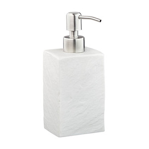 4052025908768 - Seifenspender 200 ml nachfüllbar Bad wc Küche Flüssigseifenspender Polyresin Edelstahlpumpe weiß - Relaxdays