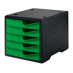 7612176090063 - Schubladenbox styro® styroswing 5 Schübe Auszugsperre & Griffmulde stapelbar B 270 x T 340 x H 255 mm Polystyrol schwarz-gecko 7612176090063 - Schubladenbox styro® styroswing 5 Schübe Auszugsperre & Griffmulde stapelbar B 270 x T 340 x H 255 mm Polystyrol schwarz-gecko