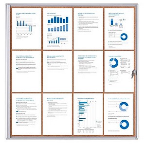 8595578356724 - Schaukasten XS 12 x A4 mit Korkrückwand braun silber 8595578356724 Showdown Displays
