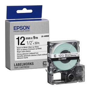 Epson LK-4WBW Beschriftungsband - Schwarz auf Weiß - 12mm