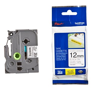 Beschriftungsband TZe-S231 TZES231, 12 mm schwarz auf weiß