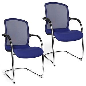 4014296075013 - OPEN CHAIR - der Design-Besucherstuhl Freischwinger mit Netzrücken VE 2 Stk royalblau Topstar