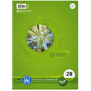 9002244852279 -  Collegeblock 608575020 Green Baum Lineatur 28   kariert mit Rand innen außen A4 70g grün 80 Blatt 9002244852279 Ursus