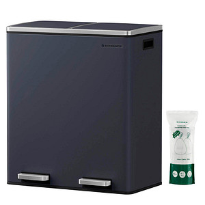 6955880391738 - Mülleimer für die Küche 2 x 30 l Abfalleimer mit 2 Fächern Mülltrennung Treteimer aus Metall Inneneimer aus Kunststoff mit Klappdeckeln und