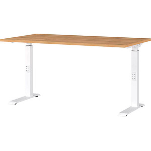 4005949791770 - Schreibtisch DOWNEY 7904-552 manuell höhenverstellbar  140x80cm (BxT) rechteckig grandson-eiche   Weiß 4005949791770 GERMANI