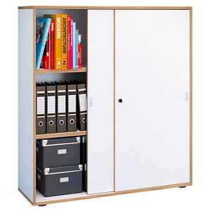 4051814444685 - Büroschrank mit 3 Fächern moderner Aktenschrank mit Schiebetüren Maße ca H 110 x B 100 x T 37 cm– Salia 3-Fach 4051814444685 - Büroschrank mit 3 Fächern moderner Aktenschrank mit Schiebetüren Maße ca H 110 x B 100 x T 37 cm– Salia 3-Fach