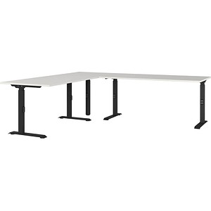 4005949792074 - Eckschreibtisch Agenda mechanisch höhenverstellbar B 2400 x T 2200 x H 680-910 mm Lichtgrau Schwarz