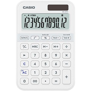 Casio Tischrechner anzeigend MS-20 YCWE weiß, 12 Stellen, Solar/Batter