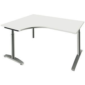 4260672331543 - fm Sidney höhenverstellbarer Schreibtisch weiß Bogenform C-Fuß-Gestell Rundrohr silber 1600 x 800 cm 4260672331543 - fm Sidney höhenverstellbarer Schreibtisch weiß Bogenform C-Fuß-Gestell Rundrohr silber 1600 x 800 cm