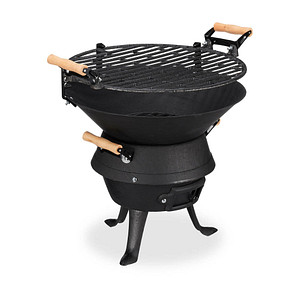 relaxdays Holzkohlegrill Grillfass 45,0 x 36,0 x 40,0 cm