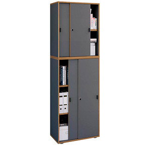 4051814444838 - Schiebetürenschrank Salia 920806 anthrazit honig-eiche 4 Fachböden 600 cm 374 cm