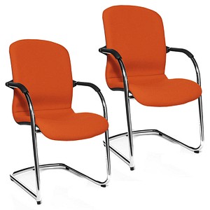 4014296053233 - Besucherstuhl Open Chair 110 orange   chrom mit Armlehnen Freischwinger 4014296053233 2 Stück