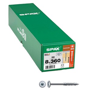 4003530245770 - Hiforce 8 x 360 mm 50 Stück Teilgewinde Tellerkopf t-star plus T40 4CUT wirox - 0251010803605 - Spax