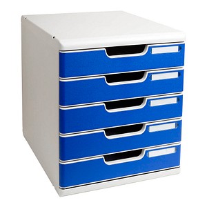 Exacompta Schubladenbox Modulo  blau 301003D, DIN A4 mit 5 Schubladen