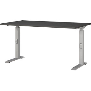 4005949791848 - Schreibtisch DOWNEY 7904-640 manuell höhenverstellbar 68-91cm (H) 140x80cm (BxT) rechteckig graphit   Silber 4005949791848 