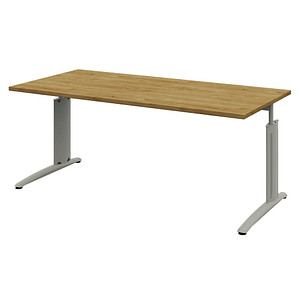 4059484230355 - röhr Techno höhenverstellbarer Schreibtisch hickory-eiche rechteckig C-Fuß-Gestell silber 1800 x 800 cm