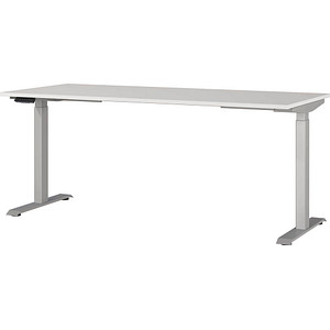4005949791480 - Sitz-Steh-Schreibtisch JET 7909-583 elektrisch höhenverstellbar  180x80cm (BxT) rechteckig lichtgrau   Silber 4005949791480 