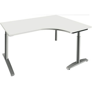 4260429769070 - fm Sidney höhenverstellbarer Schreibtisch weiß Bogenform C-Fuß-Gestell Rundrohr silber 1600 x 800 cm 4260429769070 - fm Sidney höhenverstellbarer Schreibtisch weiß Bogenform C-Fuß-Gestell Rundrohr silber 1600 x 800 cm
