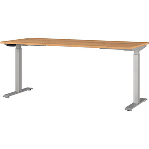 4005949791459 - Sitz-Steh-Schreibtisch JET 7909-638 elektrisch höhenverstellbar  180x80cm (BxT) rechteckig grandson-eiche   Silber 400594979